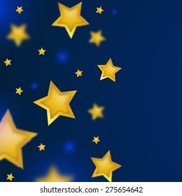Summer Night Sky Fundo. Ilustração de Estrelas Fotografadas por Vetor. Estrelas Douradas Caindo com Efeito Desfocado.