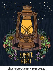 Summer Night Sky Vintage lamp with night-fly