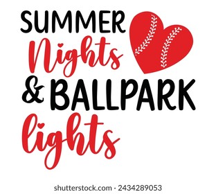 Summer Nights Ballpark Light Svg,Baseball T-shirt,Typography,Baseball Player Svg,Baseball Quotes Svg,Cut Files,Baseball Team,Instant Download svg