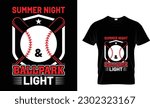 Summer nights ballpark lights Baseball quote retro wavy typography sublimation SVG on white background