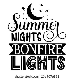 Summer nights bonfire lights, T-Shirt Design Vector File.