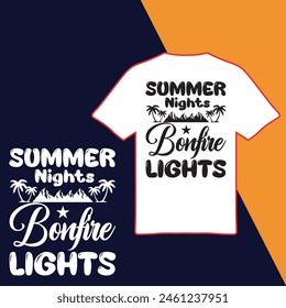 
Summer Nights Bonfire Lights.T-shirt Design. Vector Illustration.