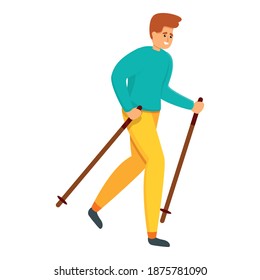 Summer nordic walking icon. Cartoon of summer nordic walking vector icon for web design isolated on white background