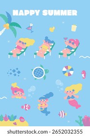 Objeto de verano con chicas lindas