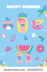 Summer Object with Cute Girls
