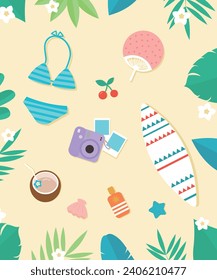 Summer Object Illustrations in Various Colors