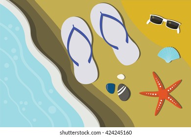 Summer objects in a beach vector illustration