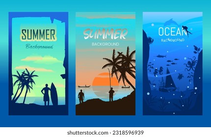 
Summer and Ocean background poster.