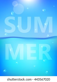 Summer ocean poster. Summer vector illustration with ocean water texture 