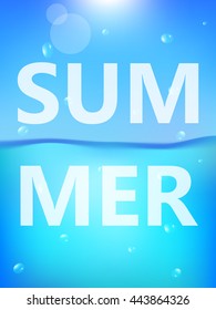 Summer ocean poster. Summer vector illustration with ocean water texture 