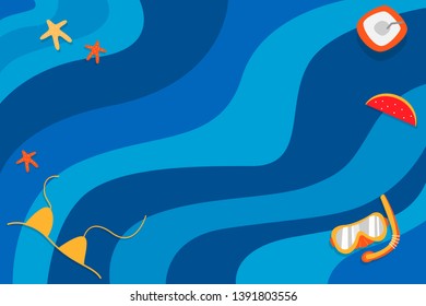 Summer ocean snorkeling background vector