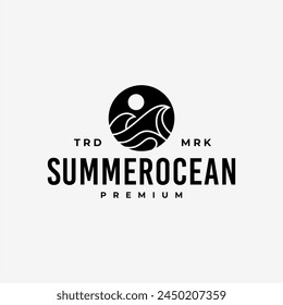 SUMMER OCEAN WAVE RETRO HIPSTER KLASSISCH LOGO VEKTORGRAFIK SYMBOL ILLUSTRATION