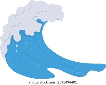 Summer Ocean Waves with Flat Cartoon Design Style. Vector Illustration.
