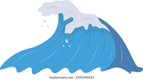 Summer Ocean Waves with Flat Cartoon Design Style. Vector Illustration.