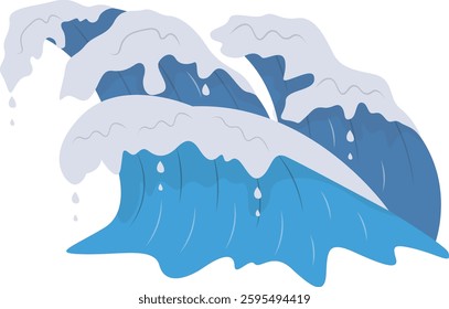 Summer Ocean Waves with Flat Cartoon Design Style. Vector Illustration.