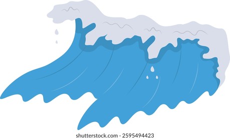 Summer Ocean Waves with Flat Cartoon Design Style. Vector Illustration.