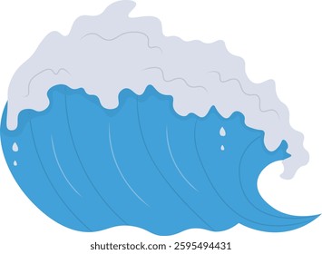 Summer Ocean Waves with Flat Cartoon Design Style. Vector Illustration.