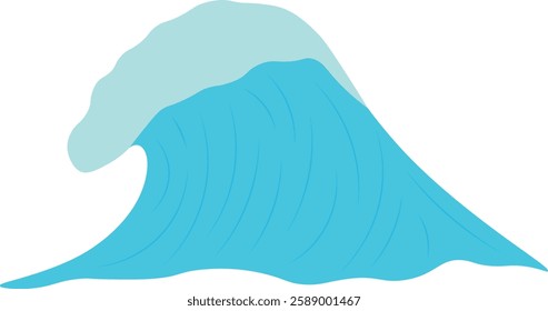 Summer Ocean Waves Illustration in Flat Design. Isolated Vector