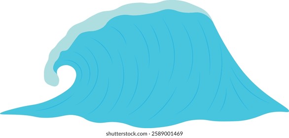 Summer Ocean Waves Illustration in Flat Design. Isolated Vector