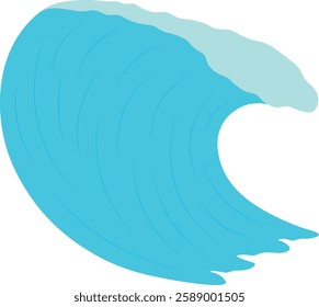 Summer Ocean Waves Illustration in Flat Design. Isolated Vector