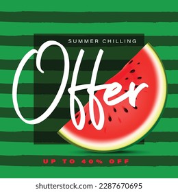 summer offer design template with watermelon slice