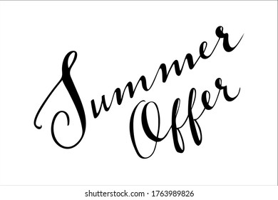 Summer Offer hand lettering vector isolated on white background