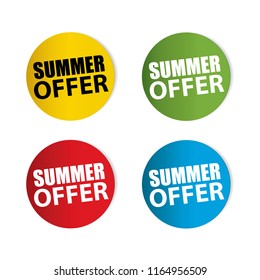 Summer offer Realistic,Sticker and Tag set-vector illustration