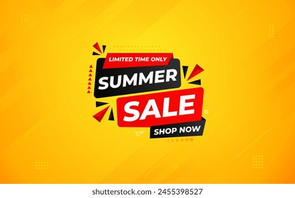 Summer offer sale banner template. Summer sale Discount banner. Sale label and discounts background, Discount Promotion marketing poster design. Vector Illustration.
