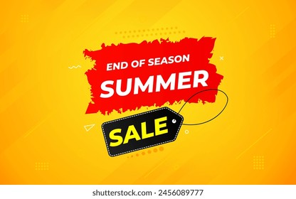 Summer offer sale banner template. Summer sale Discount banner. Sale label and discounts background, Discount Promotion marketing poster design. Vector Illustration.