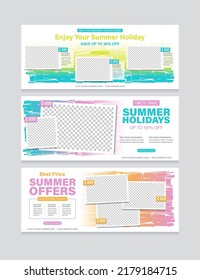 Summer Offers Banner Design. Travel Social Media Post Template.