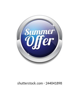 Summer Offers Blue Vector Icon Button