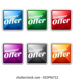 Summer Offers Colorful Vector Icon Button