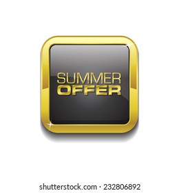Summer Offers Gold Vector Icon Button