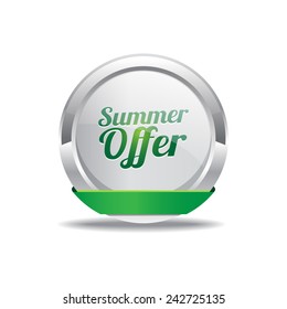Summer Offers Green Vector Icon Button