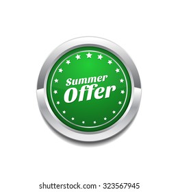 Summer Offers Green Vector Icon Button