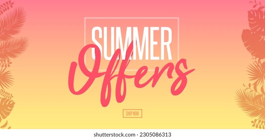 Summer Offers Horizontal Banner Vector Illustration