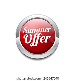 Summer Offers Red Vector Icon Button