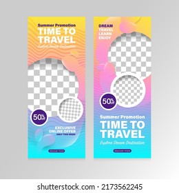 Summer Offers and Travel Banners. Time to Travel, Enjoy Your Holidays.