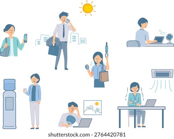 Summer Office Character Illustration Set