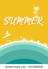 Summer on the beach abstract vintage retro poster background, vector illustration