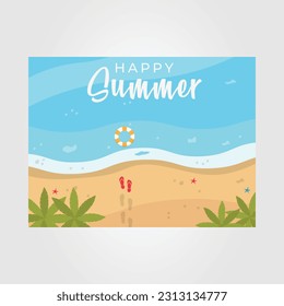 summer on the beach background or ocean vacation poster vector illustration  design