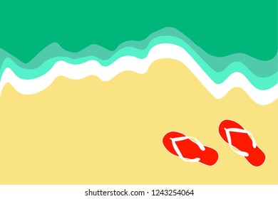 summer on the beach with sand slipper and beautiful sea top view