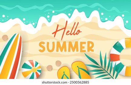 summer on a beach. Tropical Beach Elements.Vector of Summer