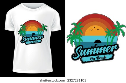 Summer on Beach White T-Shirt Design, Best Summer T-Shirt