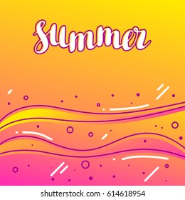 Summer on sandy beach. Stylized illustration of coastline.