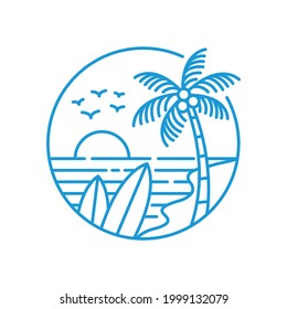 Summer On Tropical Island line vector