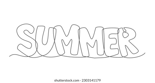 Summer One line drawing on white background