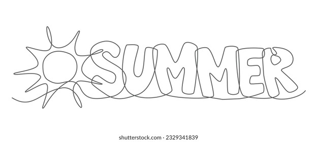 Summer One line drawing on white background
