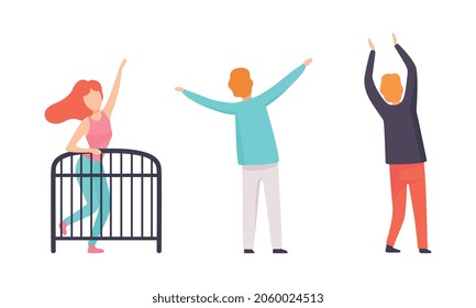 Summer Open Air Music Festival with People Character Resting and Listening to Music Vector Set