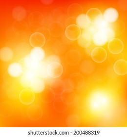 summer orange background with bokeh and lens flare pattern(vector)